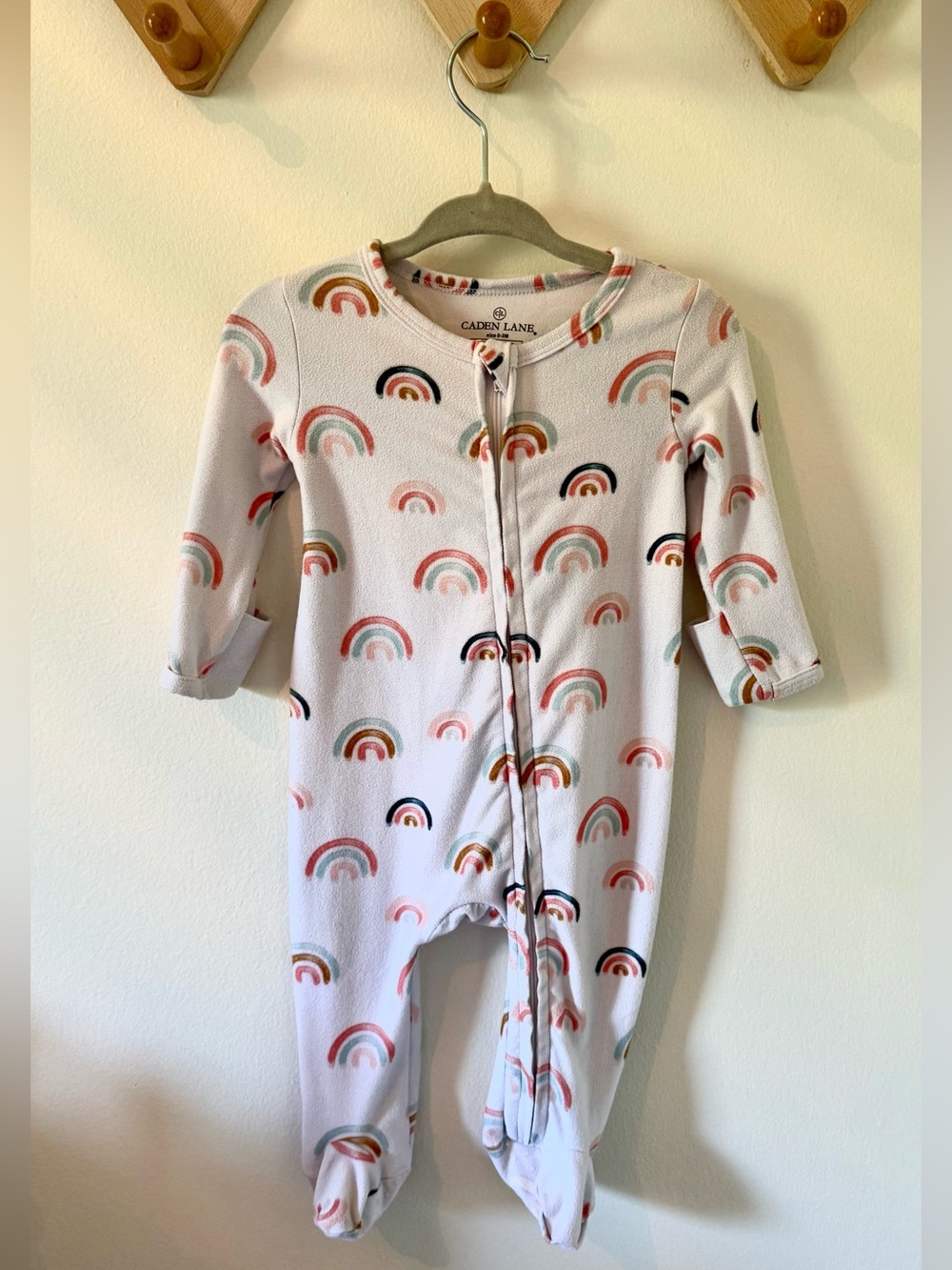Caden Lane Rainbow Print Zipper Footie